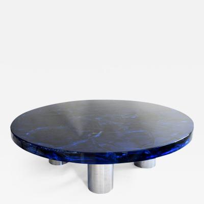  Portuondo Editions Blue fractal resin table