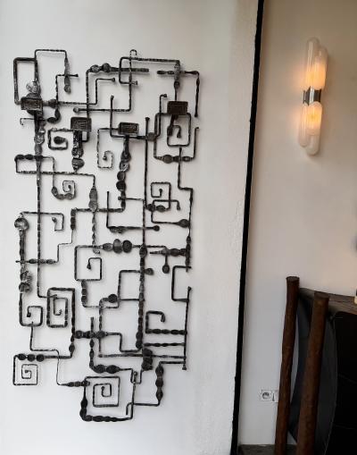  Pozzebon Wall Coat Rack Sculpture Wrought Iron by Pozzebon Italy 1970s