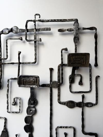  Pozzebon Wall Coat Rack Sculpture Wrought Iron by Pozzebon Italy 1970s