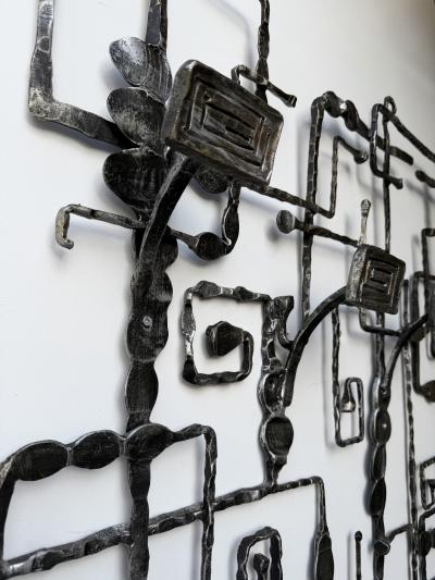  Pozzebon Wall Coat Rack Sculpture Wrought Iron by Pozzebon Italy 1970s