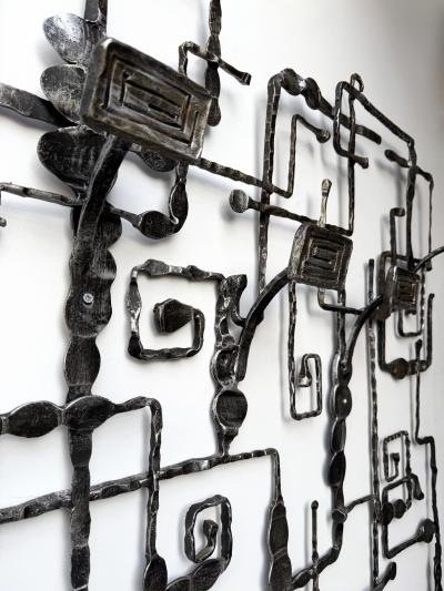  Pozzebon Wall Coat Rack Sculpture Wrought Iron by Pozzebon Italy 1970s