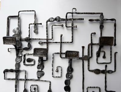  Pozzebon Wall Coat Rack Sculpture Wrought Iron by Pozzebon Italy 1970s