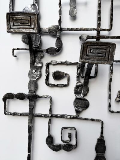  Pozzebon Wall Coat Rack Sculpture Wrought Iron by Pozzebon Italy 1970s