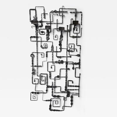  Pozzebon Wall Coat Rack Sculpture Wrought Iron by Pozzebon Italy 1970s