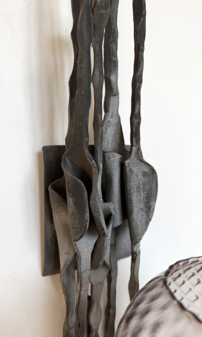  Pozzebon Wrought Iron and Glass Sconce by Pozzebon Italy 1970s