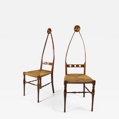  Pozzi Verga SET OF 2 WALNUT SCULPTURAL CHAIRS BY POZZI VERGA 1950 