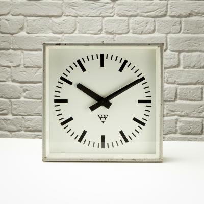  Pragotron Square Pragotron Wall Clock Czechoslovakia 1950s