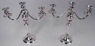  Preisner Silver Co Pair of Preisner Georgian Style Sterling Silver 3 Light Candelabra