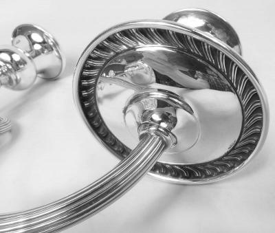  Preisner Silver Co Pair of Preisner Georgian Style Sterling Silver 3 Light Candelabra