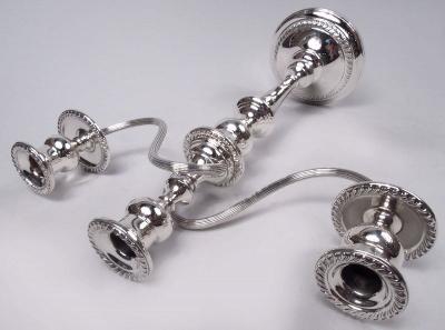  Preisner Silver Co Pair of Preisner Georgian Style Sterling Silver 3 Light Candelabra