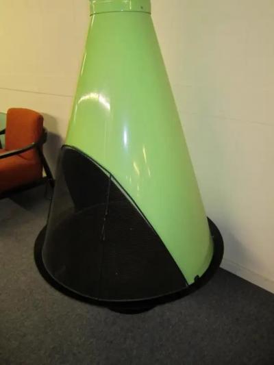  Preway Magnificent Malm style Cone Wood Burning Fireplace Rare Lime Green
