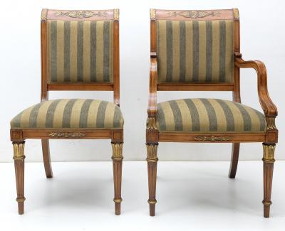  Provasi Provasi Set of Eight Dining Room Chairs with Green Stripes