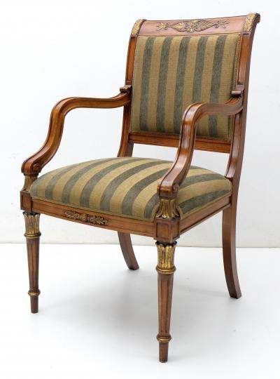  Provasi Provasi Set of Eight Dining Room Chairs with Green Stripes