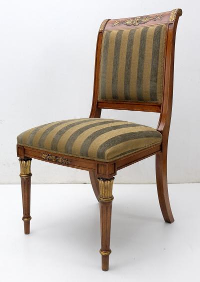  Provasi Provasi Set of Eight Dining Room Chairs with Green Stripes