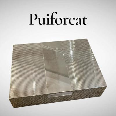  Puiforcat 1970s Large Silver plated decorative box by Puiforcat