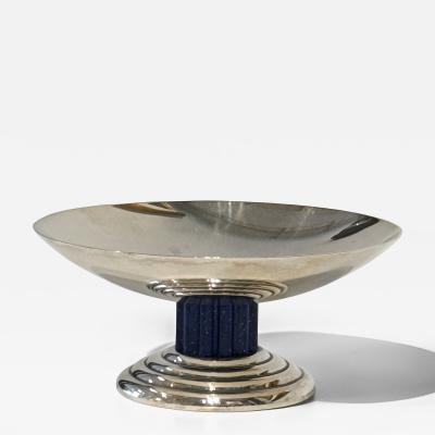  Puiforcat Art Deco Silver Plated Tazza with Lapis Lazuli Lacquered detail by Puiforcat