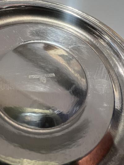  Puiforcat Puiforcat Art Deco Silver Tazza with Cobalt Blue Enamel Column France c 1930s