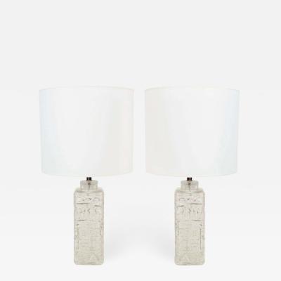  Pukeberg Abstract Ice Block Clear Glass Lamps by Pukeberg