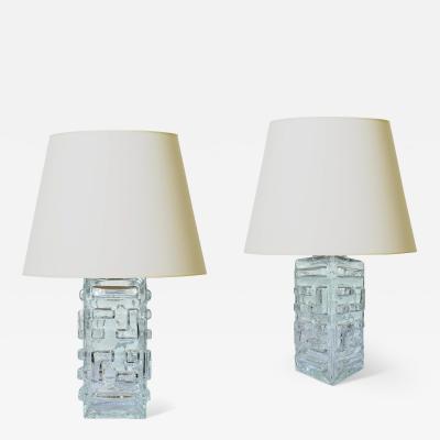  Pukeberg Pair of Table Lamps by Pukeberg Glasbruk