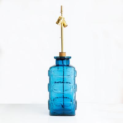  Pukeberg SWEDISH BLUE GLASS TABLE LAMP BY PUKEBERG 1960