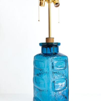  Pukeberg SWEDISH BLUE GLASS TABLE LAMP BY PUKEBERG 1960