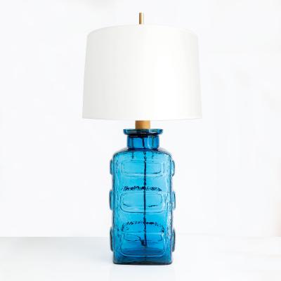  Pukeberg SWEDISH BLUE GLASS TABLE LAMP BY PUKEBERG 1960