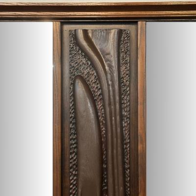  Pulaski Furniture Corporation Pulaski Brutalist Mid Century Modern Oceanic Wall Mirror Walnut 1960s