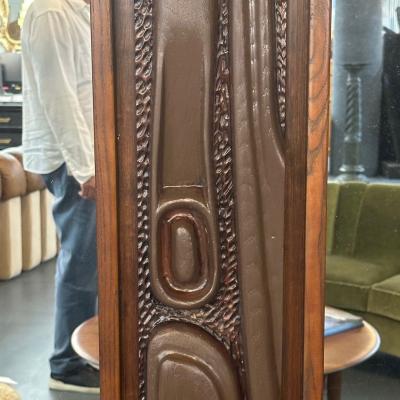  Pulaski Furniture Corporation Pulaski Brutalist Mid Century Modern Oceanic Wall Mirror Walnut 1960s