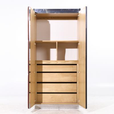  Pulaski Furniture Corporation Pulaski Mid Century Rosewood Leather and Chrome Armoire Dresser