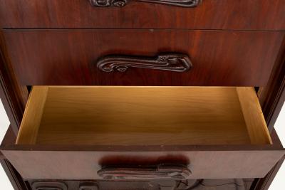  Pulaski Furniture Corporation Witco Style Pulaski Oceanic Brutalist MCM 6 Drawer Gentlemans Chest Highboy