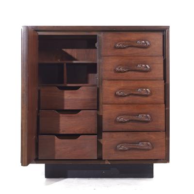  Pulaski Furniture Corporation Witco Style Pulaski Oceanic Mid Century Highboy Dresser Armoire