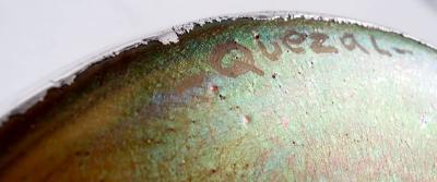  Quezal Quezal New York Art Nouveau Iridescent Silver Overlay Vase