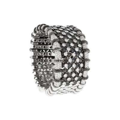  R C M R C M WHITE AND BLACK DIAMOND CUFF BRACELET