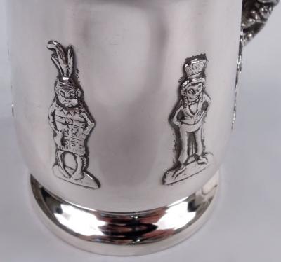 R Wallace Sons American Edwardian Sterling Silver Baby Cup with Boys Behaving Badly