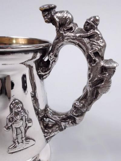  R Wallace Sons American Edwardian Sterling Silver Baby Cup with Boys Behaving Badly