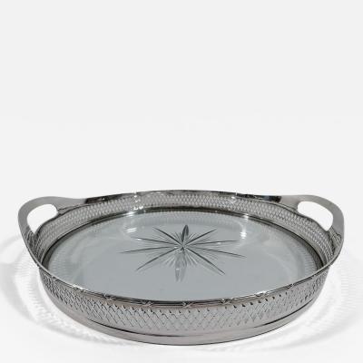  R Wallace Sons Antique American Edwardian Neoclassical Sterling Silver and Glass Tray