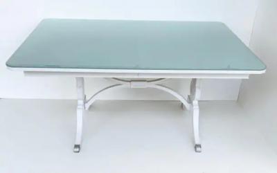  R Way Rway Mid century RWAY Furniture Company Painted Dining Table Fitted Glass Top