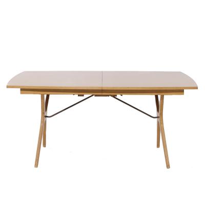  R Way Rway Rway Mid Century Walnut Brass Hidden Leaf Expanding Dining Table with 2 Leaves