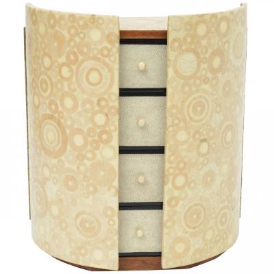  R Y Augousti Bone Shagreen and Mahogany Jewelry Box or Small Cabinet by R Y Augousti