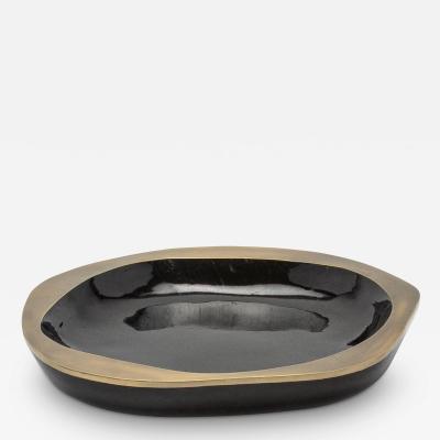  R Y Augousti Bowl in Black Shell with Bronze Patina Brass Details by R Y Augousti