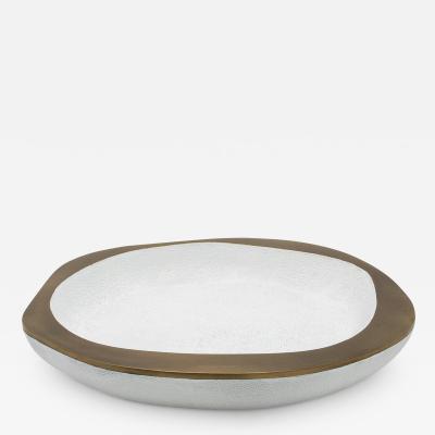  R Y Augousti Bowl in White Shagreen with Bronze Patina Brass Details by R Y Augousti