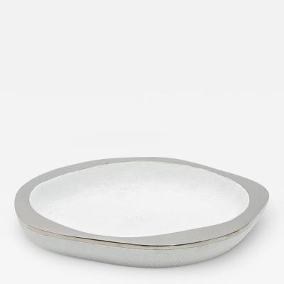  R Y Augousti Bowl in White Shagreen with Stainless Steel Details by R Y Augousti