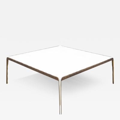  R Y Augousti Coffee Table in Cream Shagreen with Bronze Patina Brass by R Y Augousti