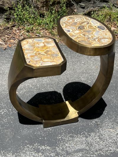  R Y Augousti MODERNIST SLICED ONYX AND BRONZE TABLE BY R Y AUGOUSTI