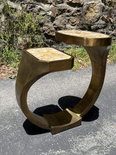  R Y Augousti MODERNIST SLICED ONYX AND BRONZE TABLE BY R Y AUGOUSTI