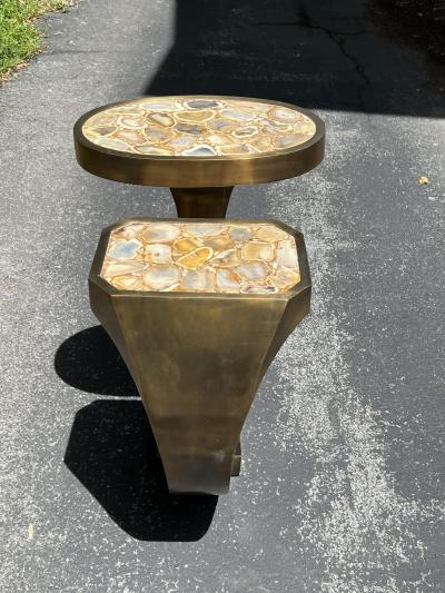  R Y Augousti MODERNIST SLICED ONYX AND BRONZE TABLE BY R Y AUGOUSTI