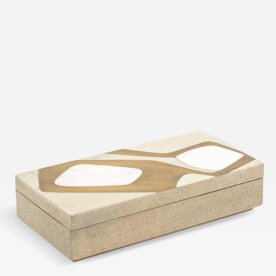  R Y Augousti Modern Box in Antique Shagreen with Shell and Brass Insert by R Y Augousti