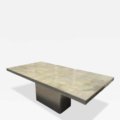  R Y Augousti Modern Designer Shagreen Pedestal Dining Table