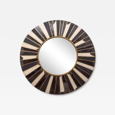  R Y Augousti Modern Mirror with Shagreen Shell and Brass Details by R Y Augousti