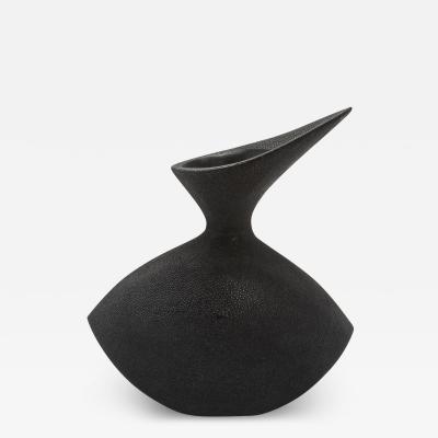  R Y Augousti Modern Sculptural Vase in Black Shagreen by R Y Augousti